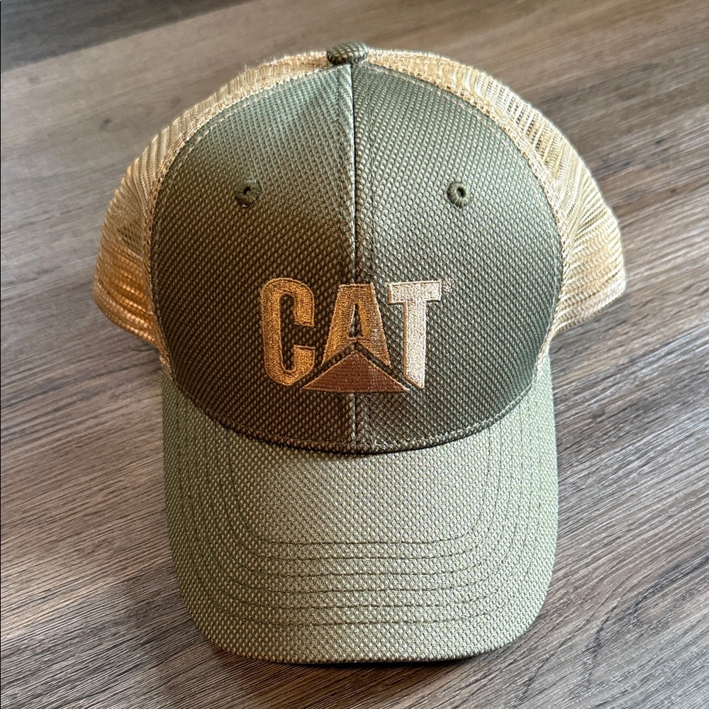 Caterpillar Olive and Tan Mesh Hat
